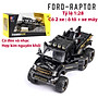 Đồ chơi mô hình xe ô tô FORD RAPTOR  F150 bằng hợp kim nguyên khối có nhạc và đèn, kèm xe máy tỷ lệ 1:28 màu đen