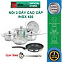 Bộ Nồi và chảo 3 Đáy Inox 430 Fivestar Standard bếp từ nắp kính