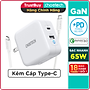 Adapter Củ Sạc Nhanh GaN 65W 1 Cổng USB, 1 Cổng Type C CHOETECH PD8002 Kèm Cáp Type C 65W Sạc Cho Macbook, Laptop, Smartphone - Hàng Chính Hãng