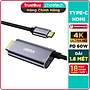 Dây Cáp Chuyển Đổi Type C To HDMI 4K 60Hz CHOETECH XCH-M180 Dây Nylon Dài 1.8M, Tương Thích Thunderbolt 3 Dành Cho Macbook, Kèm Cổng Type C Sạc Nhanh 60W - Hàng Chính Hãng