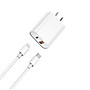 Bộ củ cáp sạc Wiwu Quick 2 in 1 Wi-U002 Type-C to Iphone cho điện thoại thông minh, sạc nhanh 20W, có chip thông minh bảo vệ an toàn sạc - Hàng chính hãng