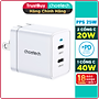 Adapter Củ Sạc Nhanh 40W Sạc 1 Cổng Type C 40W, 2 Cổng Type C 20W, PPS 25W, QC3.0 18W CHOETECH Q5006 Sạc Nhanh iPhone 15, iPhone, Samsung, iPad - Hàng Chính Hãng