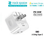 Củ sạc nhanh Rockspace T58 2 cổng TypeC sạc nhanh 35w sạc ổn định - hàng chính hãng bảo hành 12 tháng