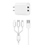 Bộ sạc Wiwu Quick Fast Charger + 3 in 1 Cables Combo Wi-U003  cho điện thoại sạc được 3 thiết bị cùng một lúc - Hàng chính hãng