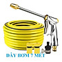 Bộ dây vòi xịt nước rửa xe, tưới cây . tăng áp 3 lần, loại 7m, 10m 206701-2 đầu đồng,cút,nối đen+ tặng móc khoá