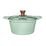 Nồi Đúc Ceramic Chống Dính Green-Cook GCS05-20IH Size 20cm Vân Đá Đáy Từ Nắp Kính Cường Lực Dùng Trên Mọi Loại Bếp-Hàng Chính Hãng
