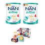 Bộ 2 lon Sữa bột Nestlé NAN OPTIPRO PLUS 4 800g/lon với 5HMO Giúp tiêu hóa tốt + Tăng cường đề kháng + Tặng Đồ Chơi Nhà Tắm - Bé 2-6 tuổi