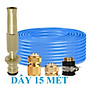 Bộ dây vòi xịt nước rửa xe, tưới cây . tăng áp 3 lần, loại 15m 206701 đầu đồng,cút đồng+ tặng đai