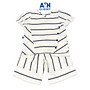 Bộ quần áo lửng bé gái họa tiết Sọc xám linen cotton - AICDBGO2C8RB - AIN Closet