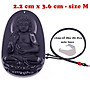 Mặt Phật A di đà đá thạch anh đen 3.6 cm kèm vòng cổ dây dù đen - mặt dây chuyền size M, Mặt Phật bản mệnh