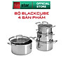 Bộ nồi chống dính 3 lớp đáy liền inox 304 BlackCube Fivestar Plus nắp kính công nghệ chống trầy xước , dùng được mọi bếp