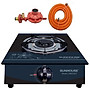 Combo Bếp gas dương đơn kính họng thường SUNHOUSE SHB212KT Kèm Van Dây - Hàng Chính Hãng
