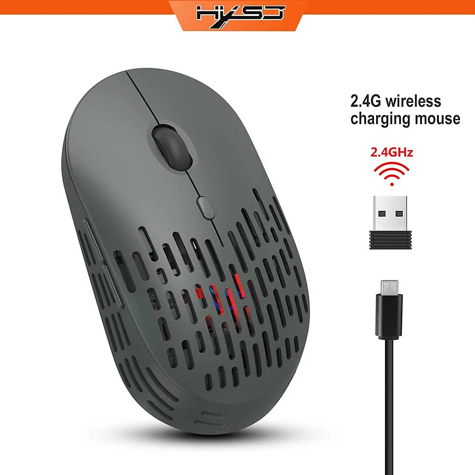 Chuột Không Dây HXSJ T38 Sạc Điện Wireless 2.4Ghz DPI 1600 - Hàng Chính Hãng - Màu xám đen