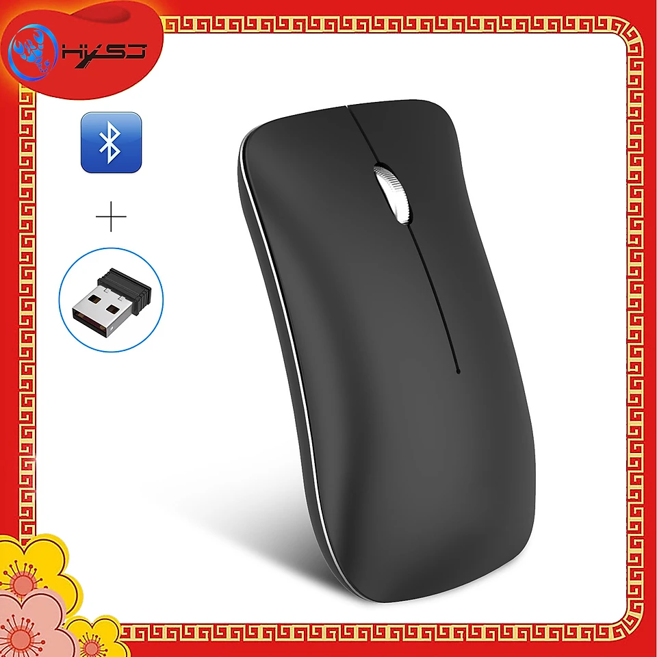 Chuột Bluetooth, Chuột Không Dây HXSJ T23, Chuột Không Dây Bluetooth T23 - Hàng chính hãng - Đen