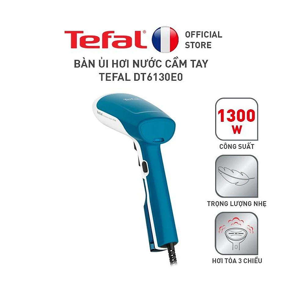 Bàn ủi cầm tay Tefal DT6130E0 - Công suất 1300W - Phun hơi 20gphút - Chức năng chống cặn - Hàng chính hãng