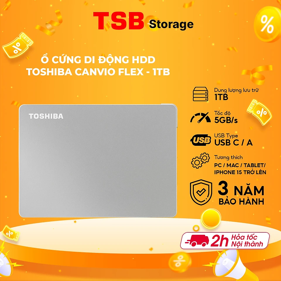 Ổ Cứng Di Động Toshiba Canvio Flex Hàng Chính Hãng - 1TB
