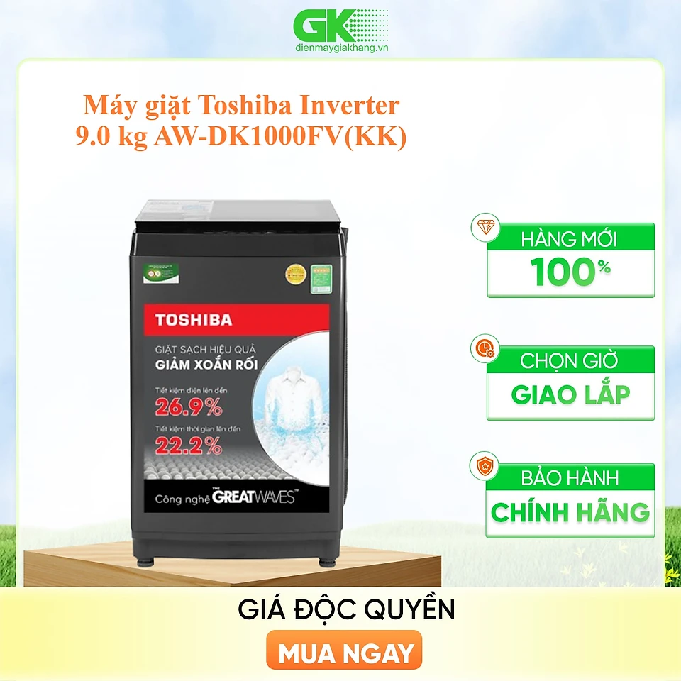 Máy giặt Toshiba Inverter 9.0 kg AW-DK1000FV-KK - HÀNG CHÍNH HÃNG