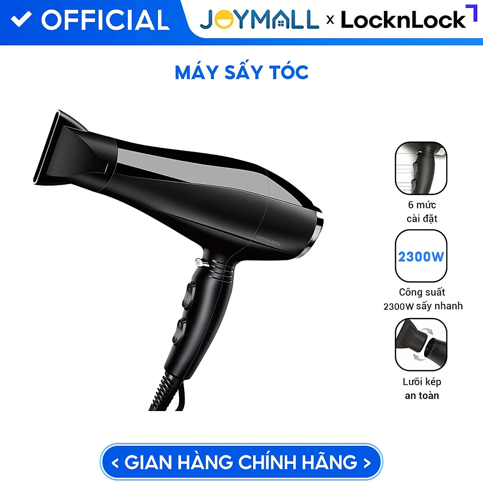Máy Sấy Tóc LocknLock - Đen ENA146BLK 2000-2300W - Hàng chính hãng