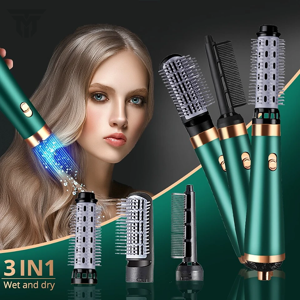 Máy Sấy Tóc Đa Năng Tạo Kiểu Tóc Teement, Sấy Khô, Duỗi Thẳng, Uốn Cụp, Công Suất Lớn 1000W, Giảm Tiếng Ồn, An Toàn Khi Sử Dụng, Tạo Kiểu Chuyên Nghiệp, Bổ Sung Ion Dưỡng Ẩm, Làm Mềm Mượt Tóc, Chống Hư Tổn Tóc - Hàng Chính Hãng - Xanh Lá