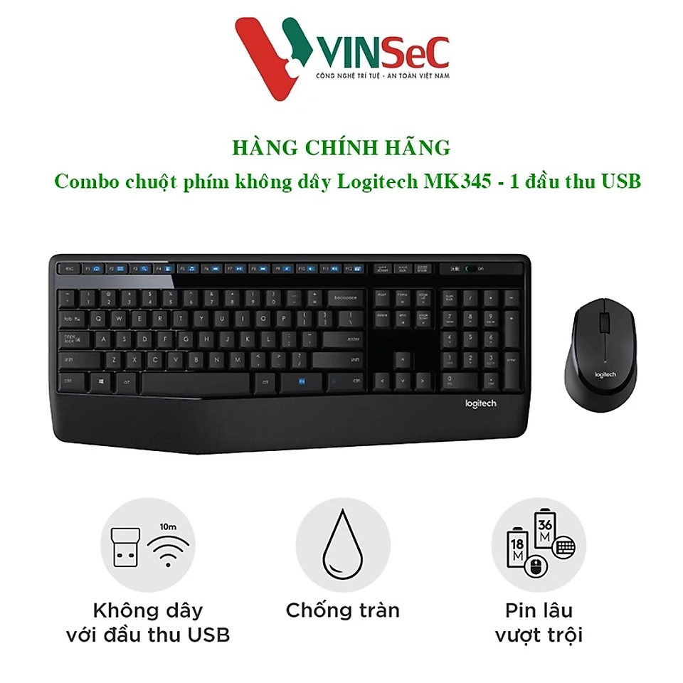 Combo bàn phím + Chuột không dây Logitech MK345