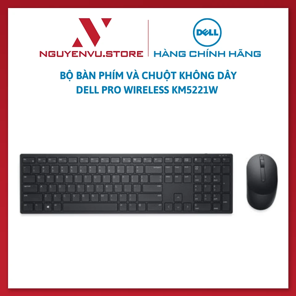 Bộ bàn phím và chuột không dây Dell Pro Wireless KM5221W - Hàng Chính Hãng