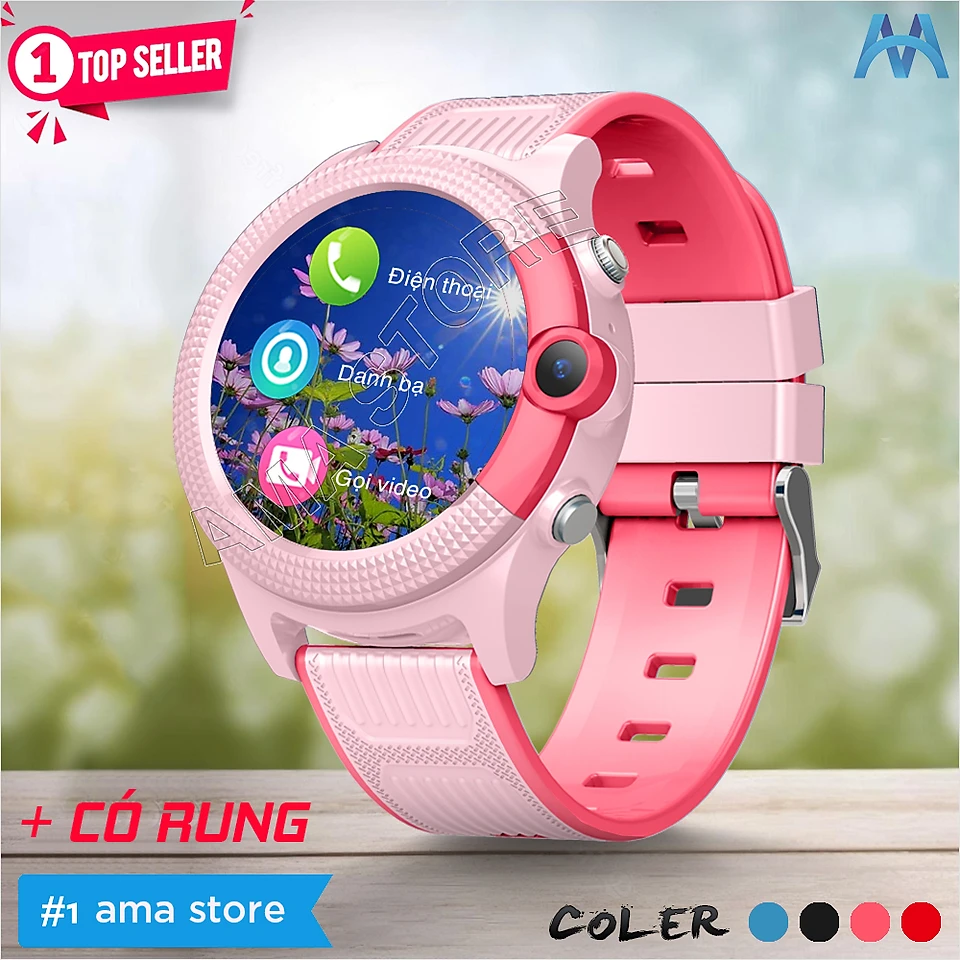 Đồng hồ Thông minh Định vị có Rung, gọi Điện thoại, Video Call, thay được Nhạc chuông AMA Watch D36 Tiếng Việt dành cho Trẻ em, Học sinh Hàng nhập khẩu - Red Đỏ