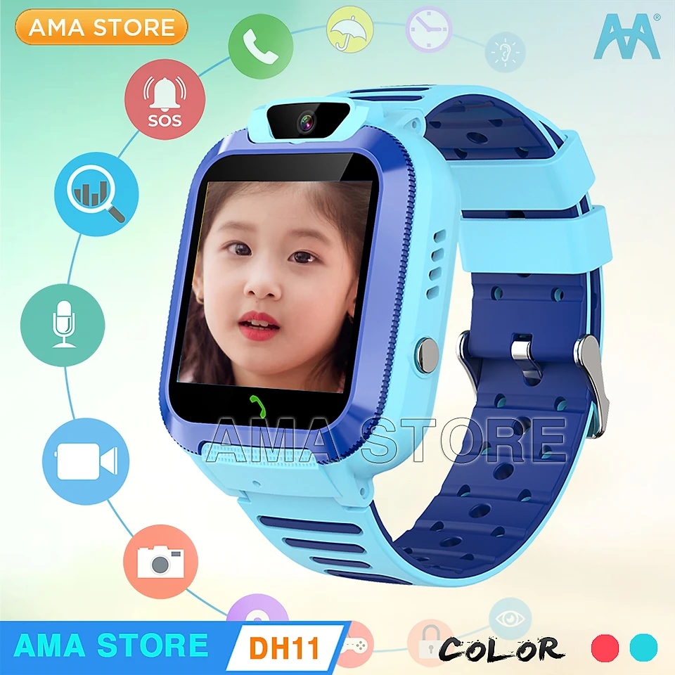 Đồng hồ Thông minh Trẻ em Gọi Video Chống nước Định vị Wifi Model AMA Watch DH11 Hàng nhập khẩu - Xanh Blue