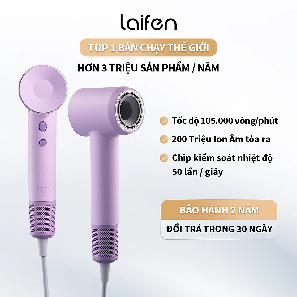 Máy sấy tóc ion âm tốc độ cao Laifen - phiên bản SE - Tím