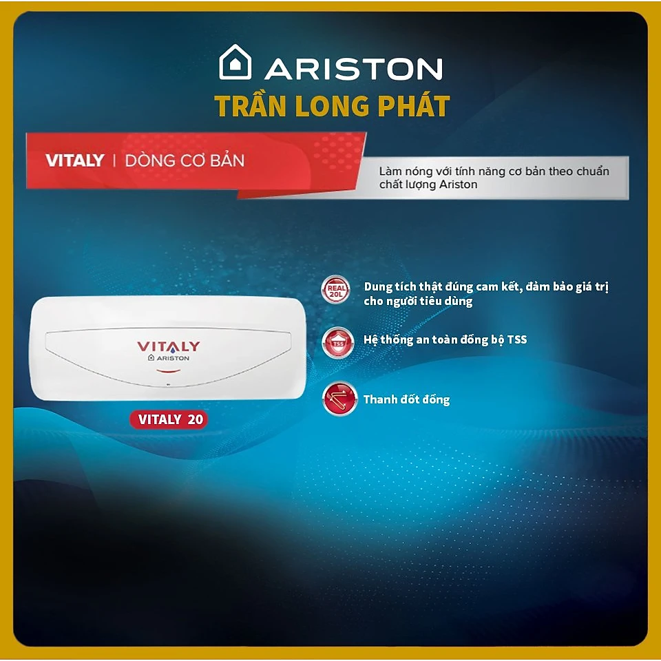 Máy Nước Nóng Gián Tiếp Ariston Vitaly Slim 20L