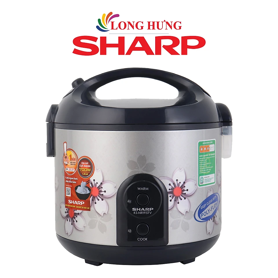 Nồi cơm điện nắp gài Sharp 1.8 lít KS-NR181STV SS - Hàng chính hãng