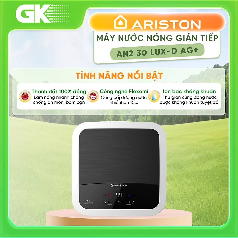 Máy nước nóng gián tiếp 30 lít Ariston AN2 30 LUX-D AG HÀNG CHÍNH HÃNG CHỈ GIAO HCM