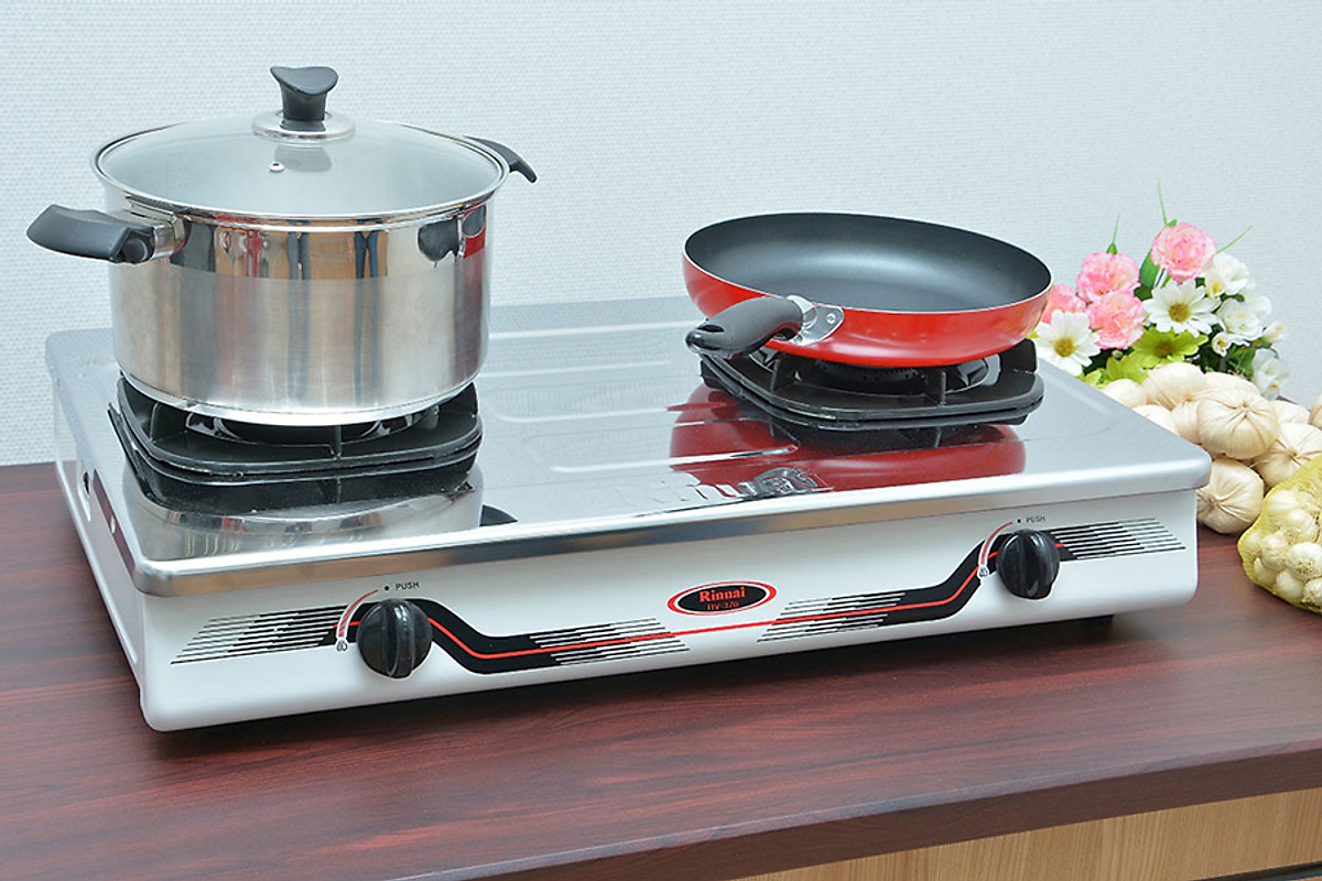 Bếp Gas Dương Rinnai RV-370(SM)N - Bạc Inox - Hàng Chính Hãng