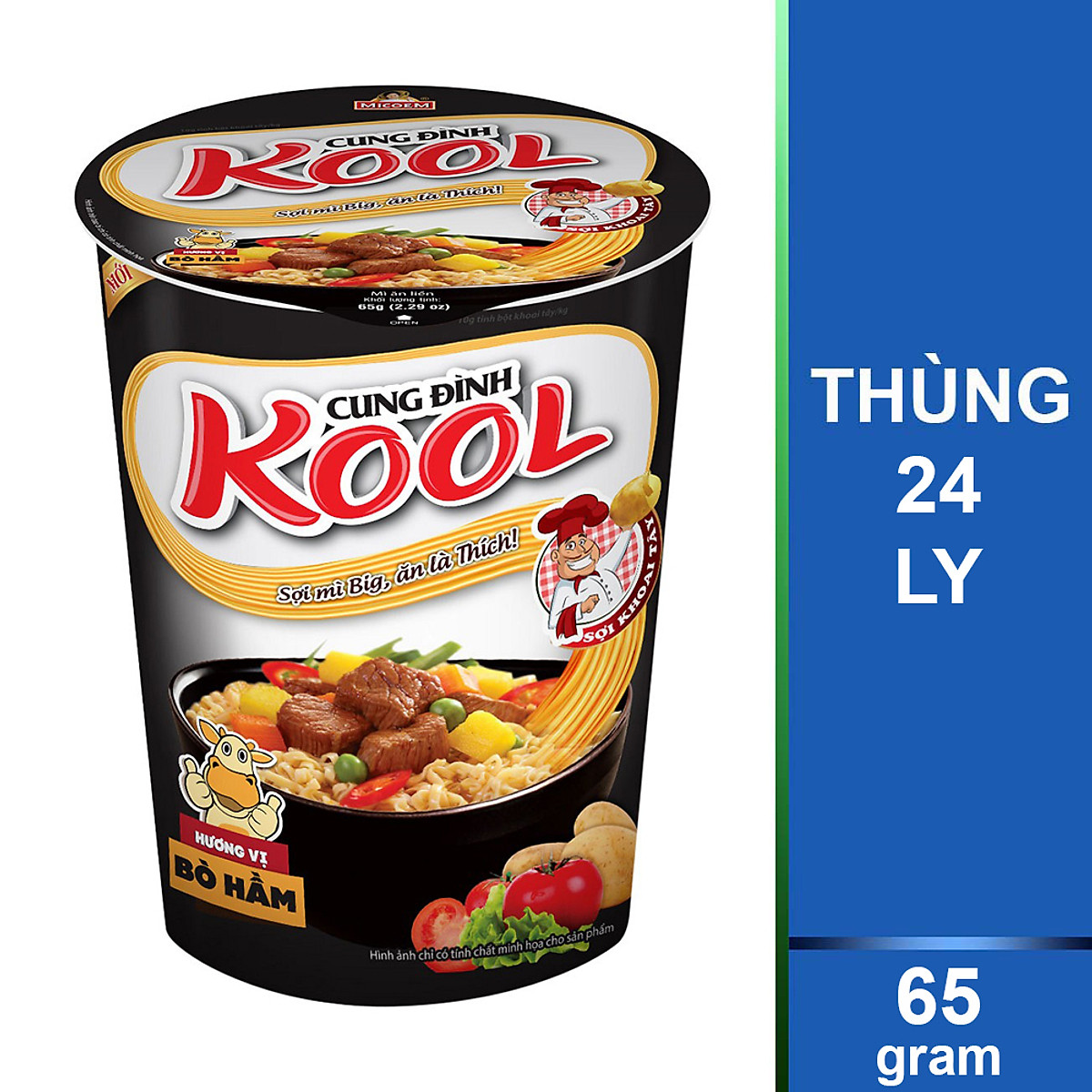 Thùng 24 Ly Mì Khoai Tây Cung Đình Kool Hương Vị Bò Hầm