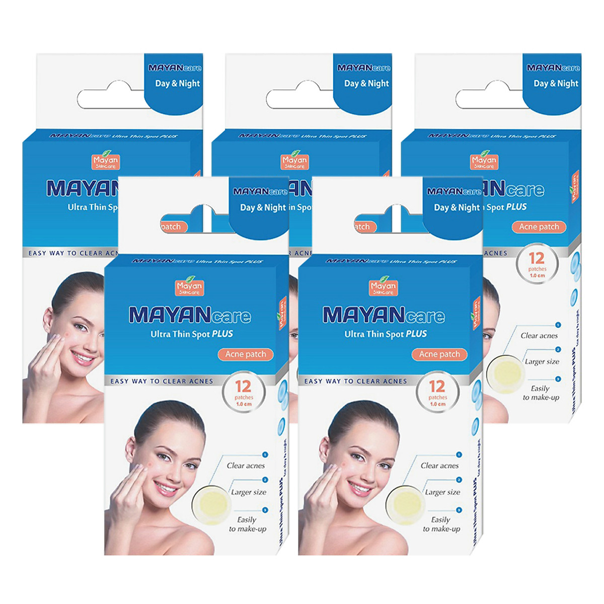 Combo 5 Miếng Dán hỗ trợ điều trị Mụn Mayancare 12 Miếng (1.0cm)