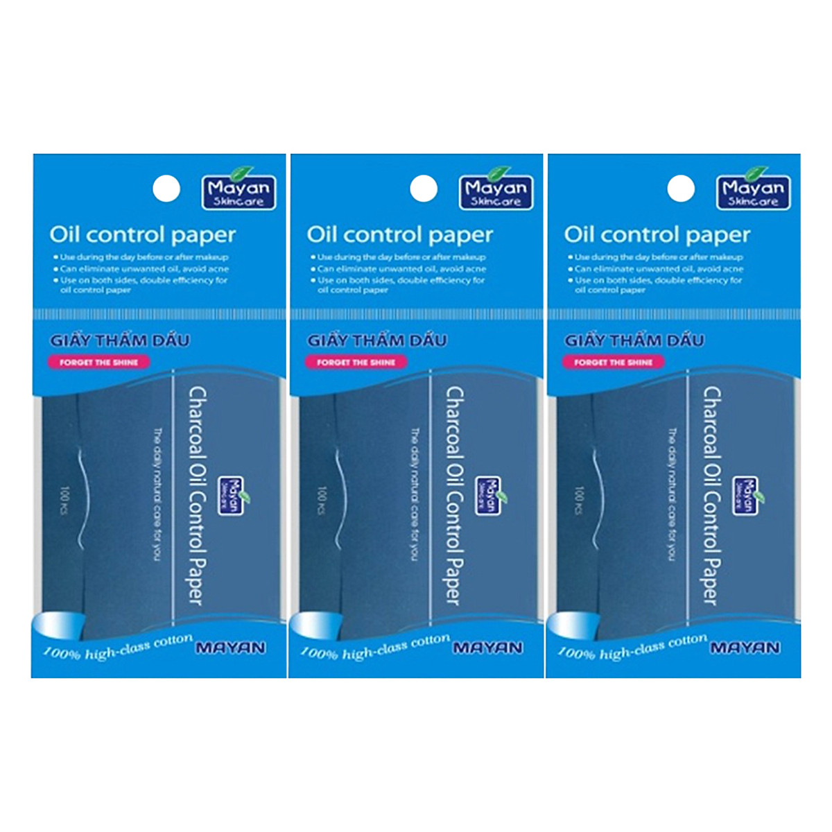 Combo 3 Giấy Thấm Dầu Mayan Than Hoạt Tính (100 Tờ)