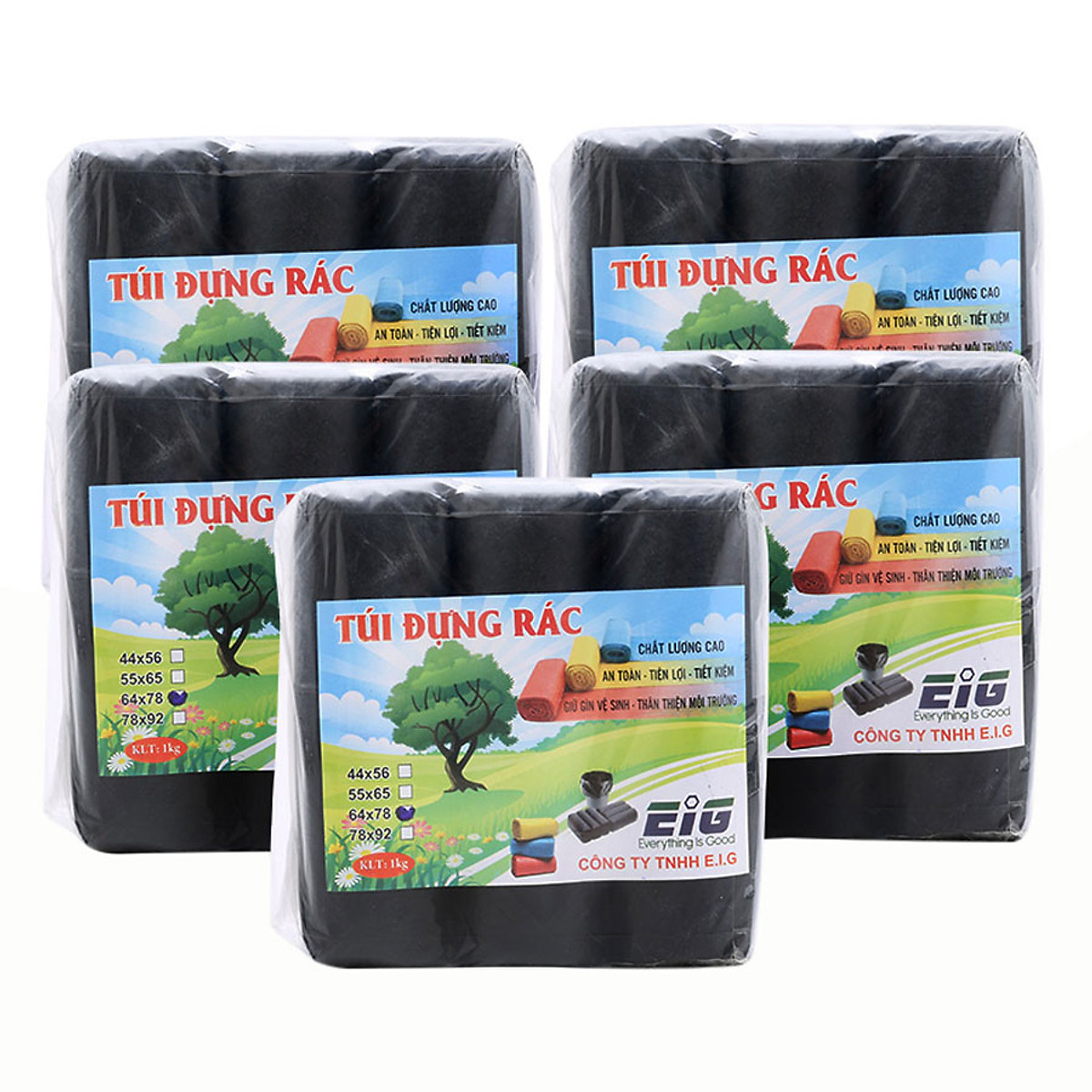 Combo 5kg Túi Đựng Rác Không Lõi EIG 5-EIG-B 6478 Size Đại (64 x 78 cm ...