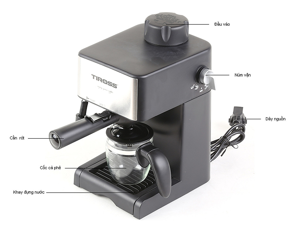 Máy Pha Cà Phê Espresso Tiross TS-621 (4 bar) - Hàng Chính Hãng