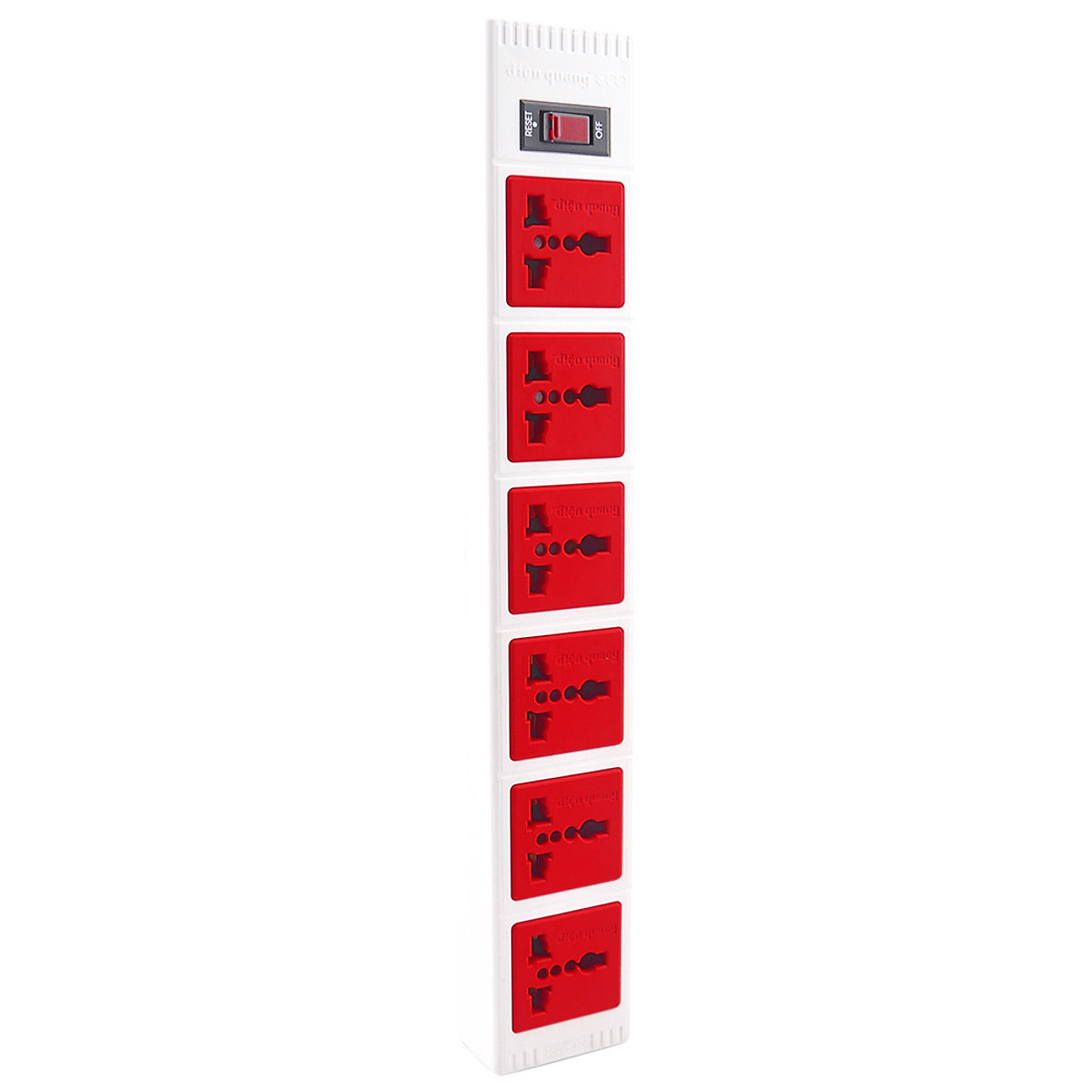 Ổ Cắm 6 Lỗ 3 Chấu Dây 2 Mét Điện Quang ĐQ ESK 2WR 63ECO - Trắng Đỏ