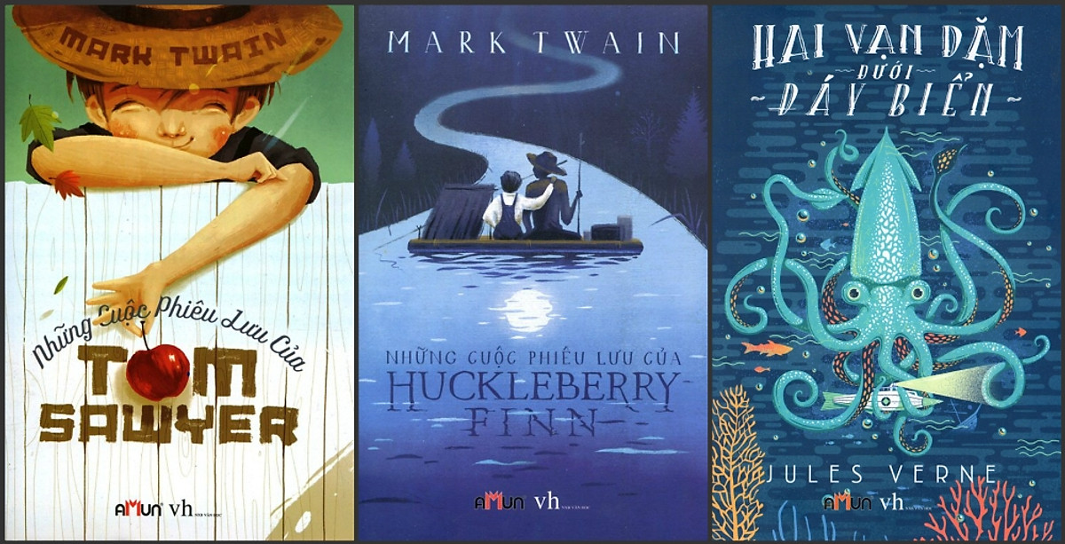 Combo Những Cuộc Phiêu Lưu Của Tom Sawyer - Những Cuộc Phiêu Lưu Của Huckleberry Finn- Hai Vạn Dặm Dưới Đáy Biển (Đinh Tị Books)