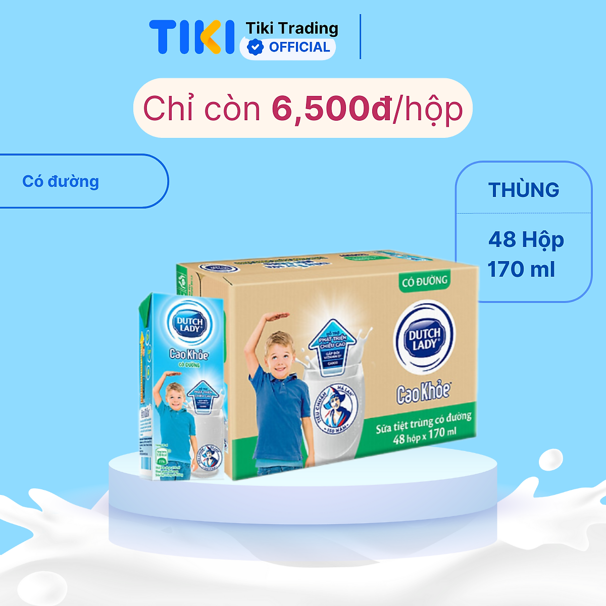 Thùng 48 Hộp Sữa Uống Dutch Lady Cô Gái Hà Lan Có Đường Cao Khỏe (48X170ml)