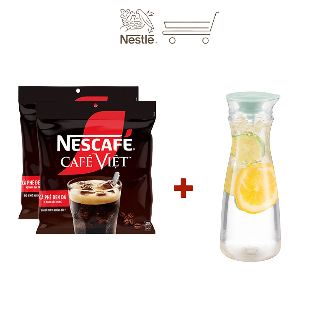 [Tặng Bình nhựa] Combo 2 Bịch Cà phê đen hòa tan NESCAFE Café Việt (Túi 35 gói x 16g)