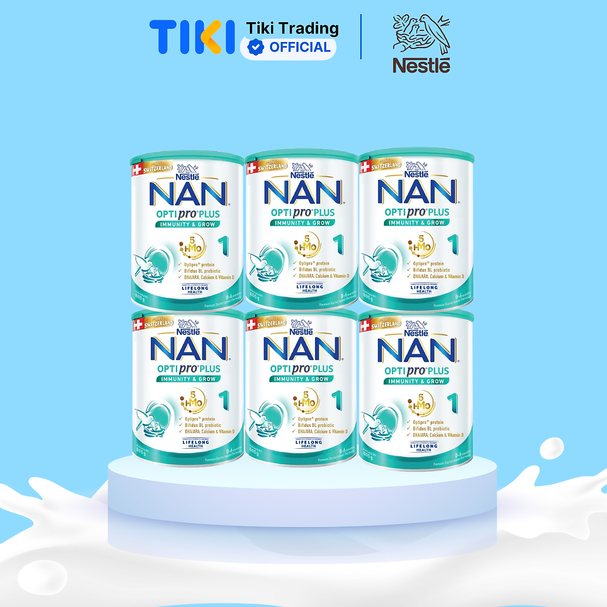 Thùng 6 lon Sản Phẩm Dinh Dưỡng Nestlé NAN OPTIPRO PLUS 1 800g/lon