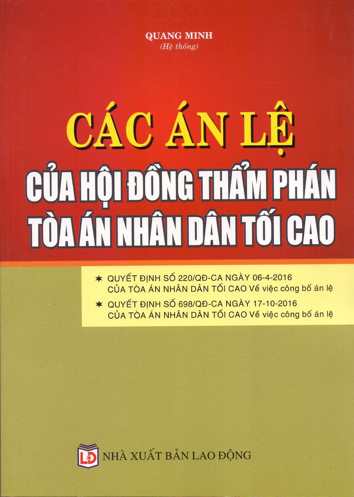 Các Án Lệ Của Hội Đồng Thẩm Phán Tòa Án Tối Cao