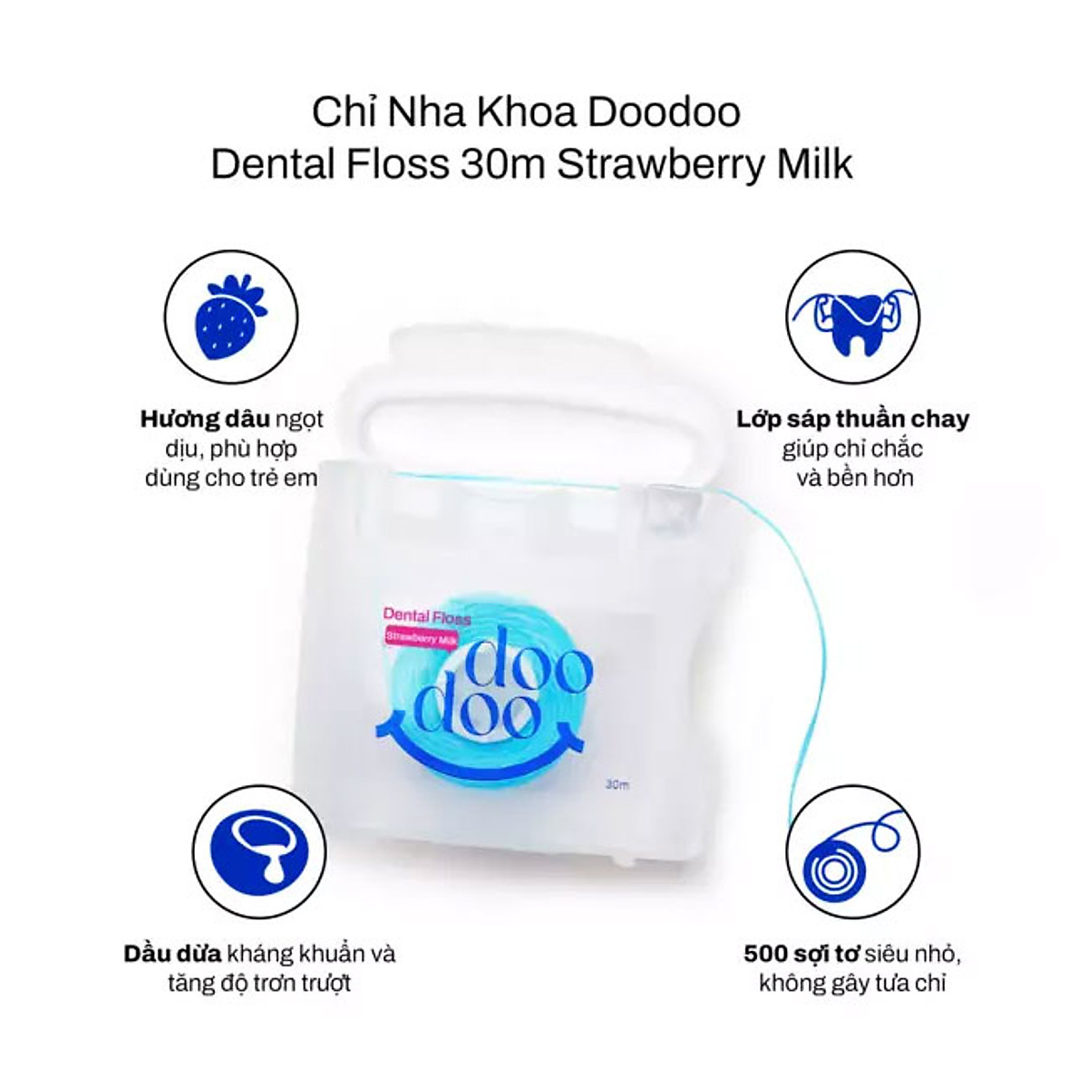 [GIFT]  Chỉ Nha Khoa doodoo Dental Floss 30m Strawberry Milk