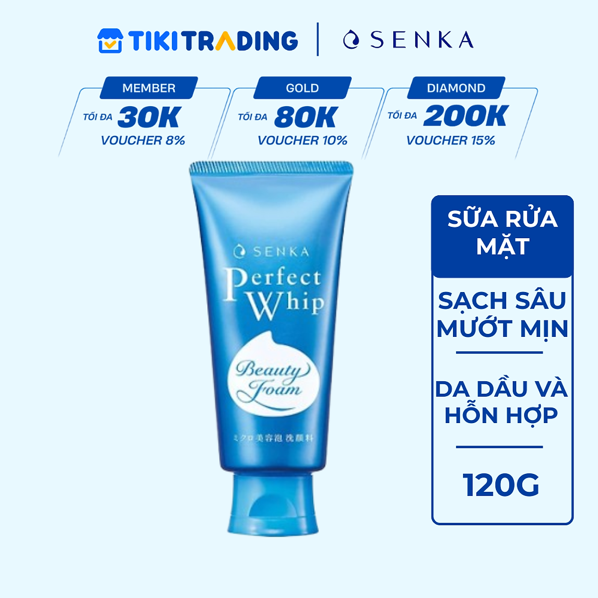 Sữa Rửa Mặt Tạo Bọt Chiết Xuất Tơ Tằm Trắng Senka Perfect Whip 120g - 14839