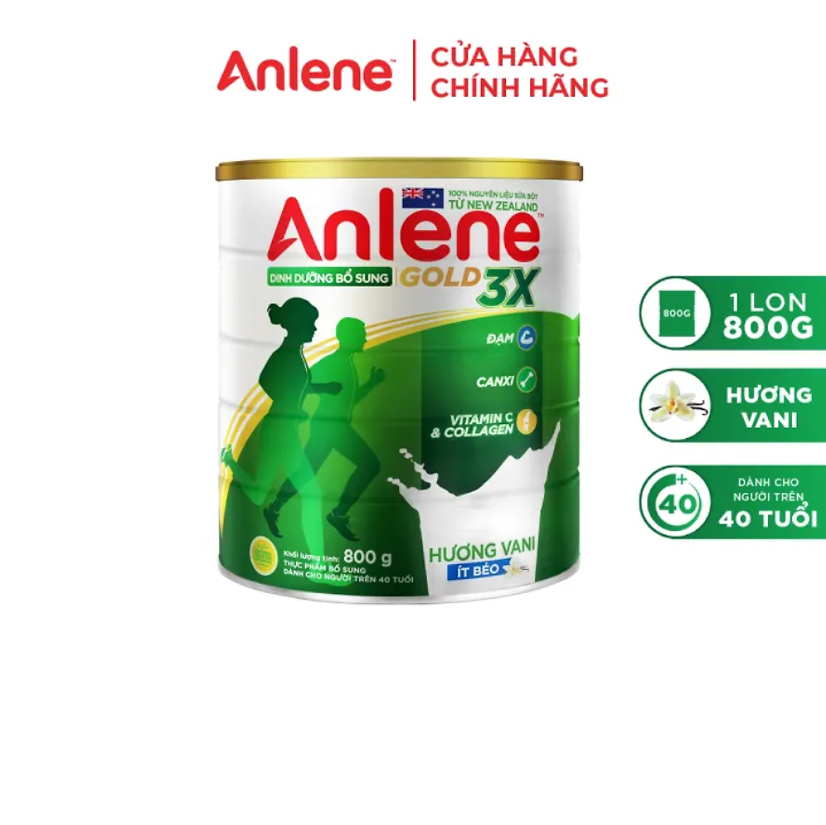 Sữa Bột Anlene Gold Movepro 3X Hương Vanilla (Hộp Thiếc 800g)