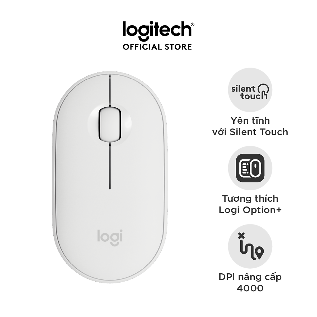 Chuột Bluetooth Logitech Pebble Mouse 2 M350s - Hàng chính hãng - Trắng (White)