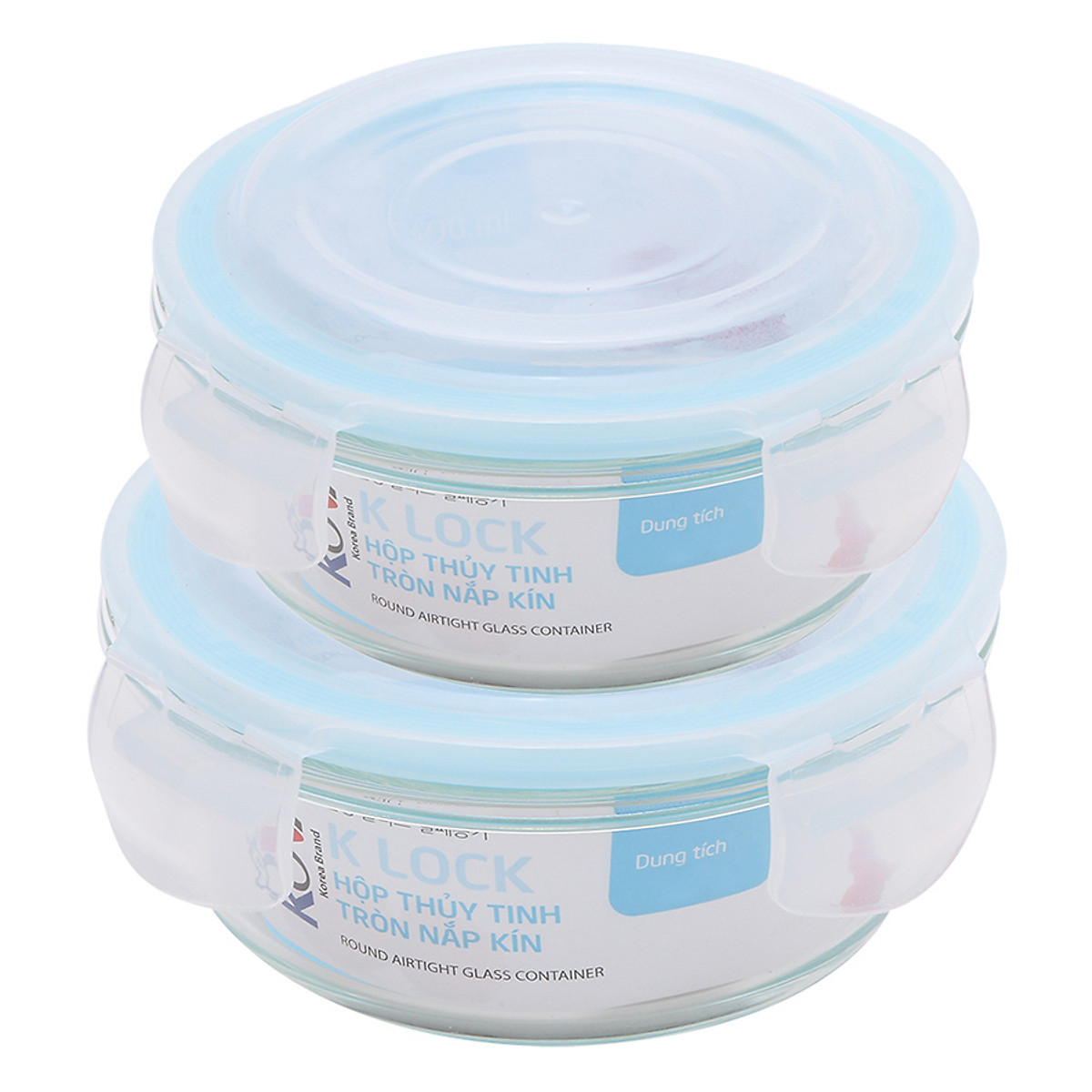 Bộ 2 Hộp Thủy Tinh Tròn KOVA (650 400 ml)