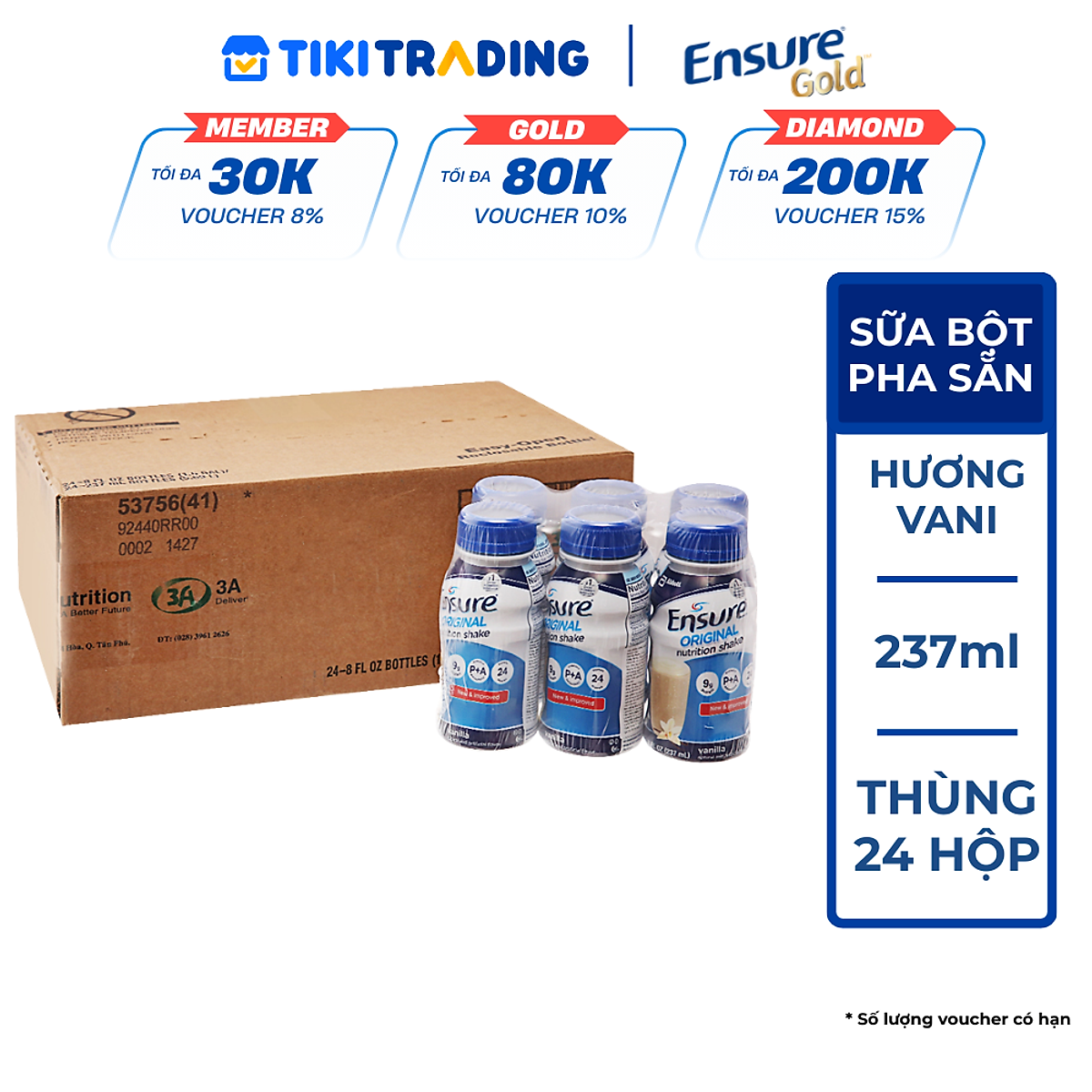 Thùng 24 Chai Sữa Nước Abbott Ensure 237ml
