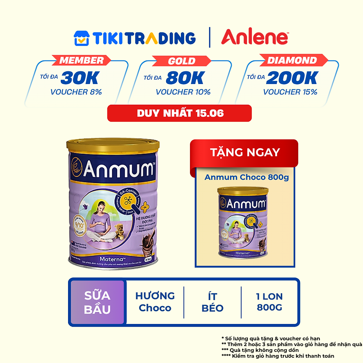 Sữa Bột Dành Cho Mẹ Bầu Anmum Materna Hương Chocolate 800g